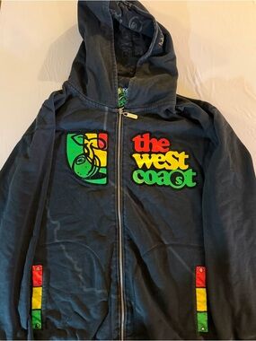 SEEDLESS:The West Coast Graphic Zip Hoodie - Black with Red/Yellow/Green Accents